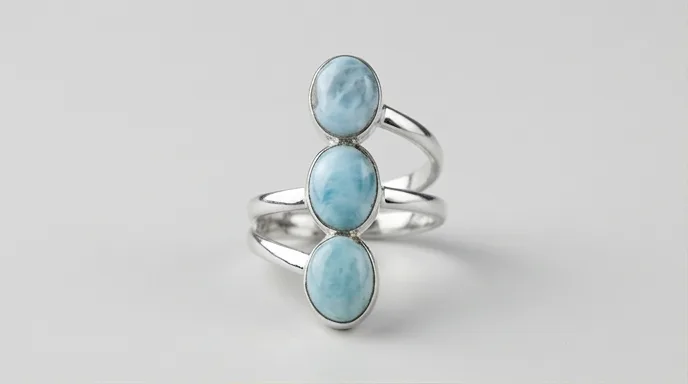 Trilogy Aligned Oval Cabochons Larimar Ring