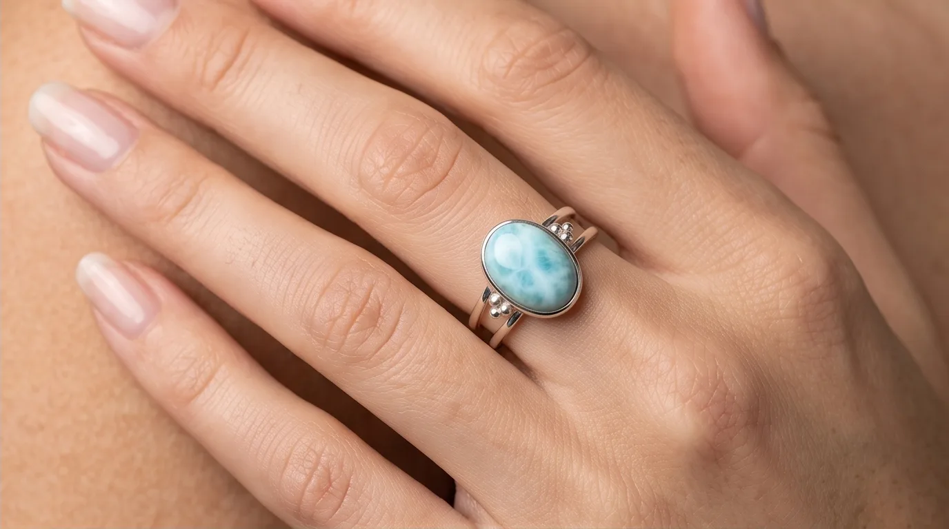Double Band Cabochon Amber Ring - Editorial