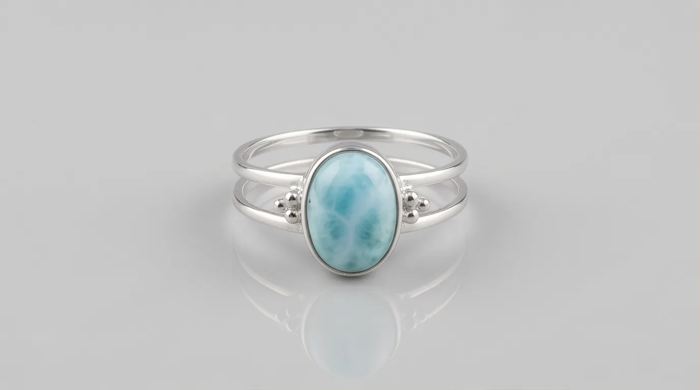Double Band Cabochon Amber Ring