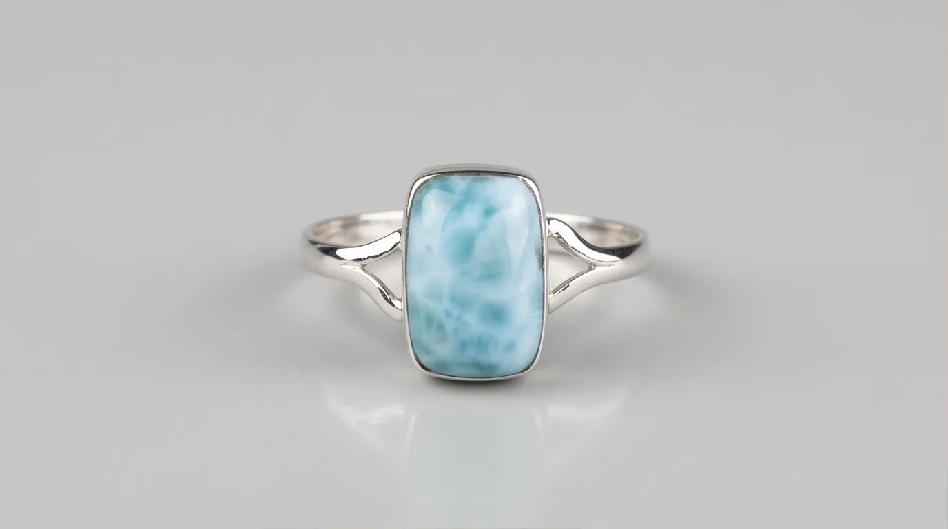 Wire Band Rectangle Larimar Ring