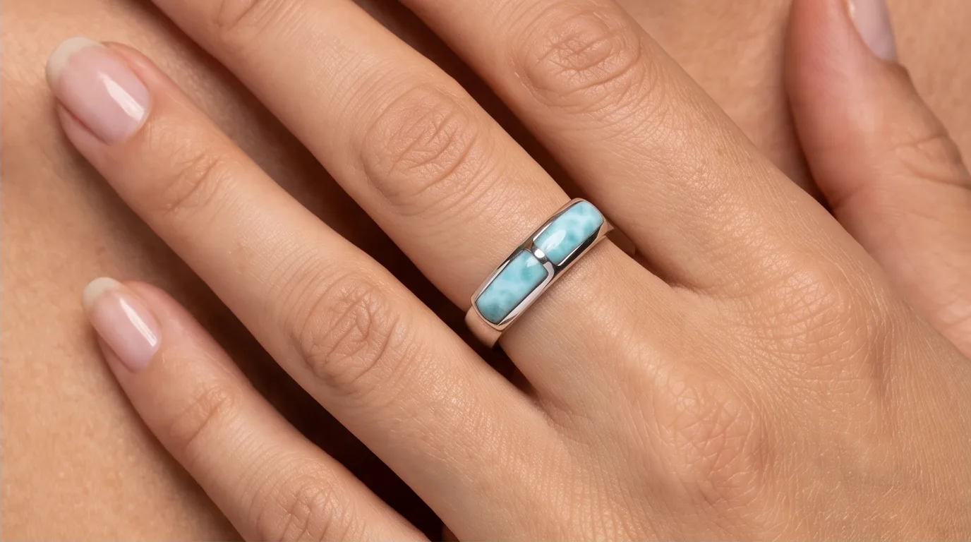 Band with Three Larimar Inlays - Editorial