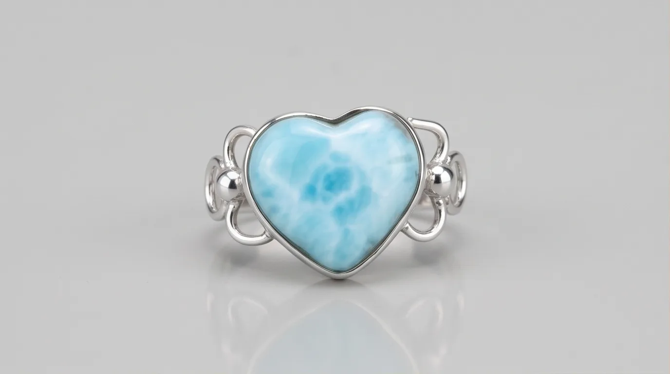 Large Heart Cabochon Larimar Ring