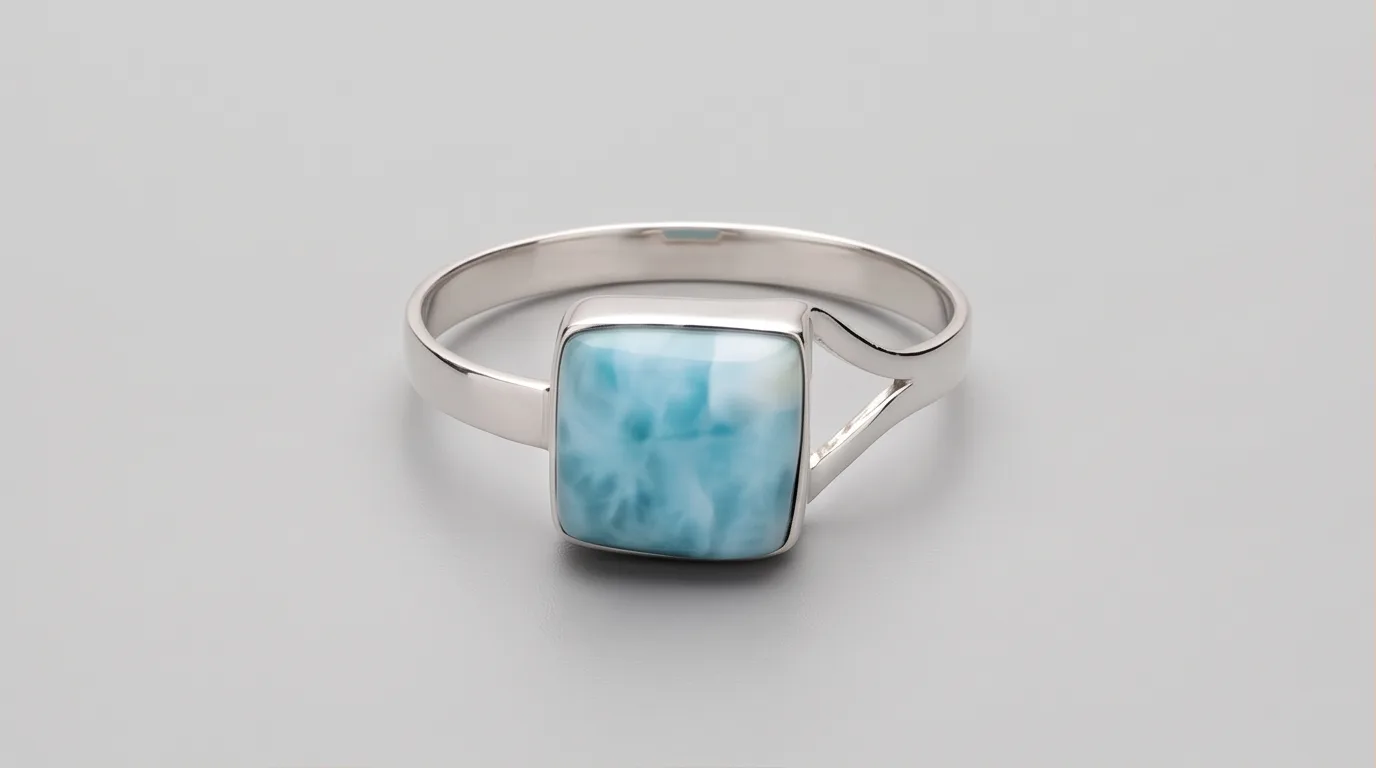 Large Square Cabochon Larimar Ring
