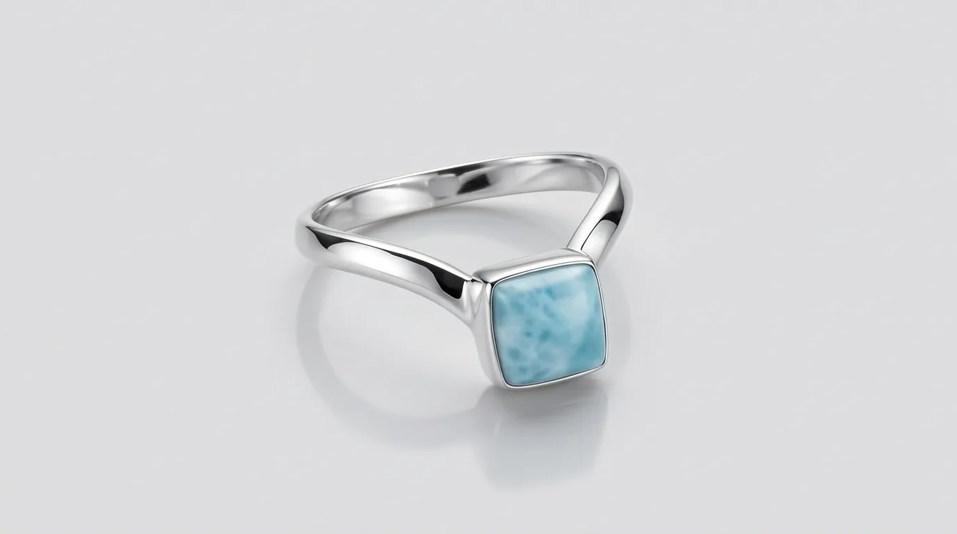 Petite Square Cabochon Larimar Ring
