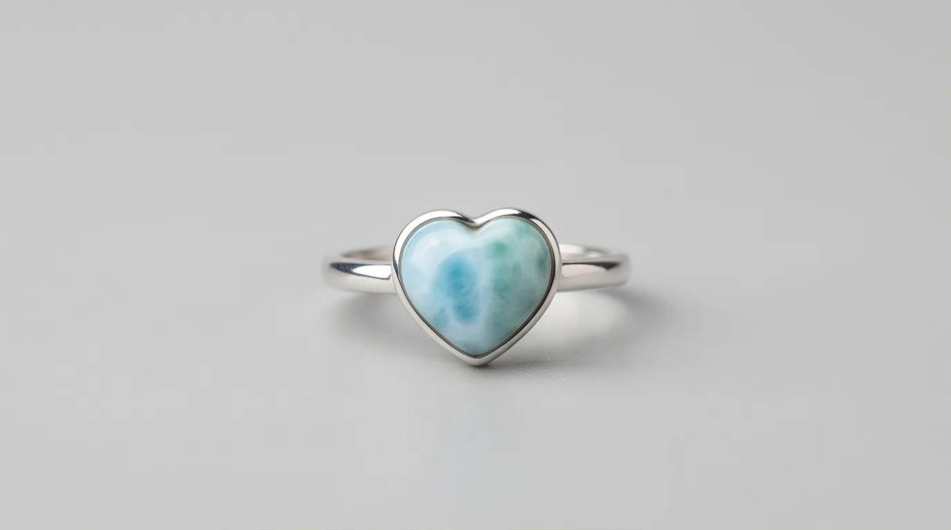 Heart Cabochon Larimar Ring