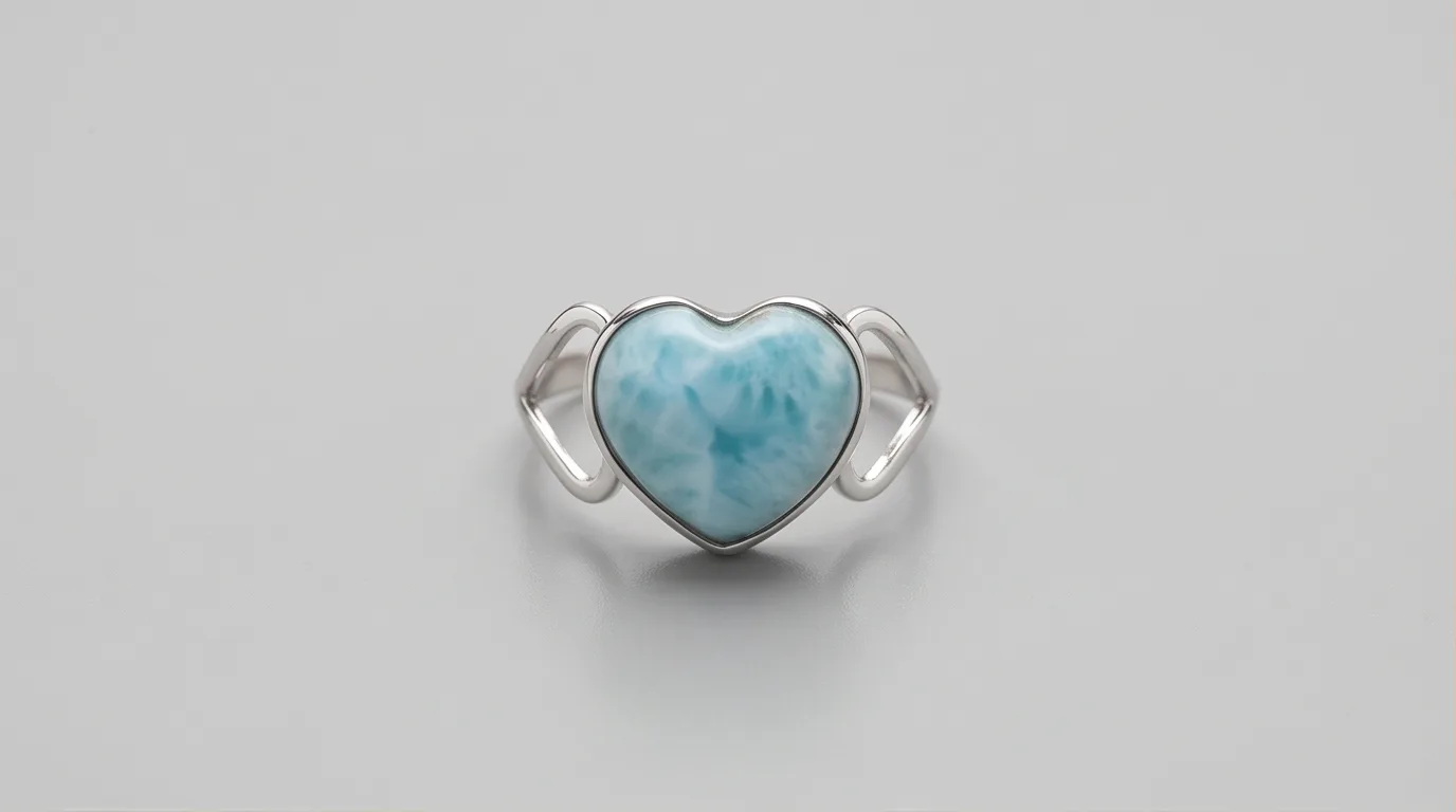 Heart Cabochon Larimar Ring