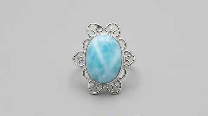 Large Oval Cabochon Larimar Ring