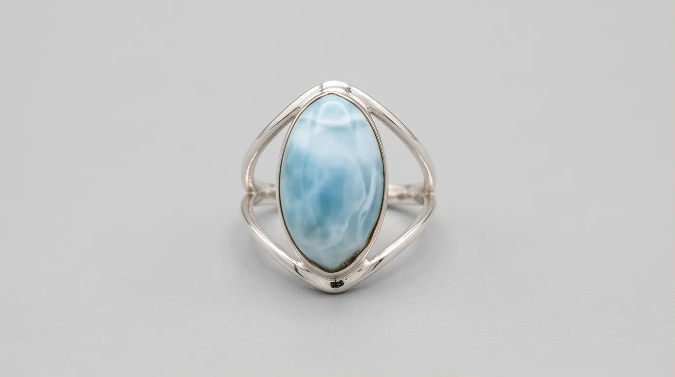 Asymmetric Band Marquise Navette Larimar Ring