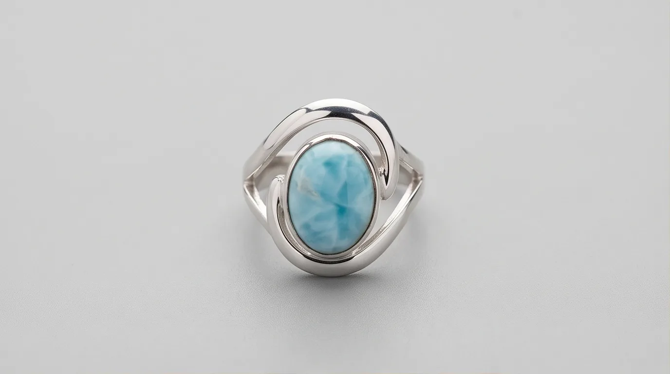 Solitaire Oval Bypass Larimar Ring