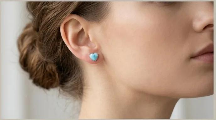 Heart Larimar Stud Earrings - Editorial