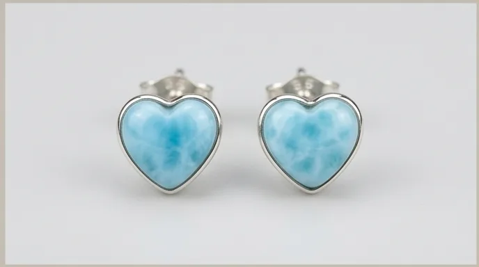 Heart Larimar Stud Earrings