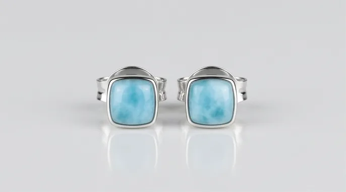 Cushion Square Larimar Stud Earrings