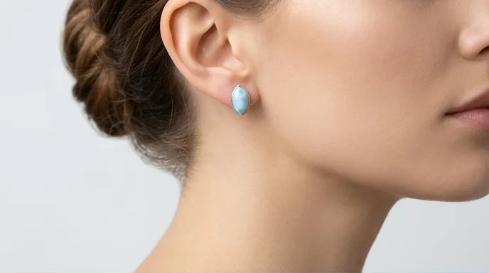Marquise Larimar Stud Earrings - Editorial