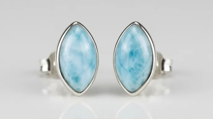 Marquise Larimar Stud Earrings