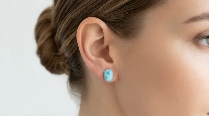 Classic Oval Larimar Stud Earrings - Editorial
