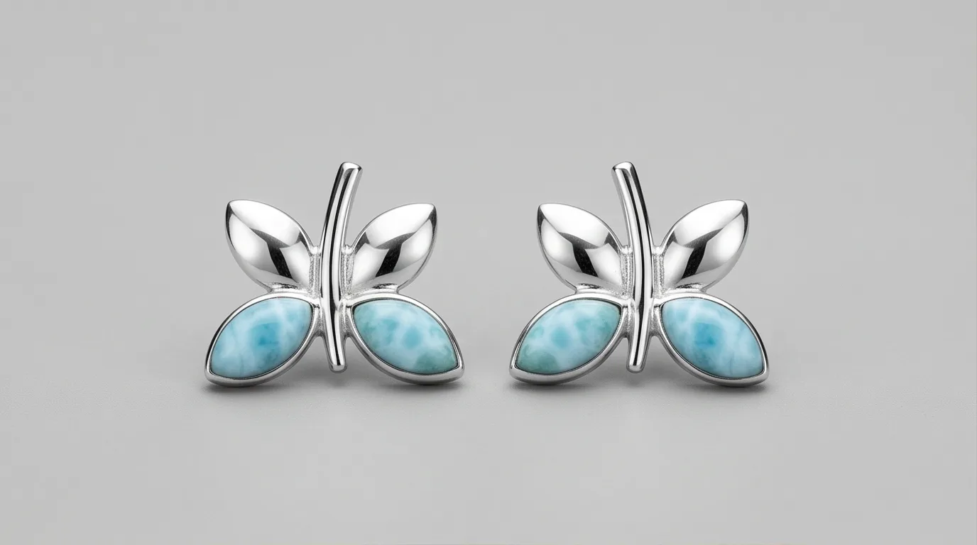 Butterfly Larimar Stud Earrings