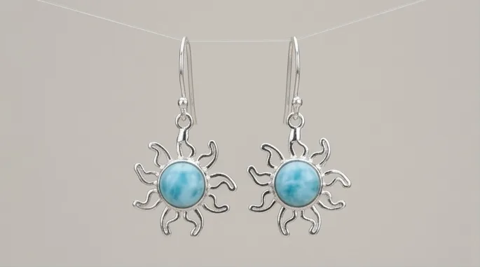 Taíno Sun Larimar Stud Earrings
