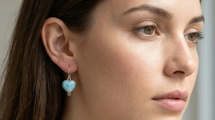 Heart Solitaire Larimar Stud Earrings - Editorial