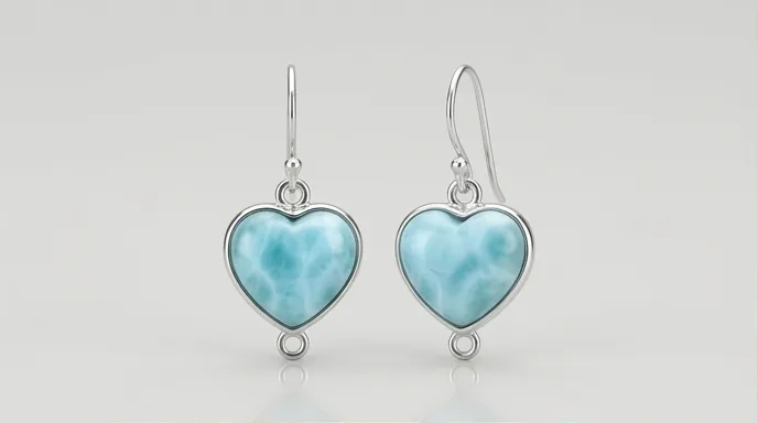 Heart Solitaire Larimar Stud Earrings