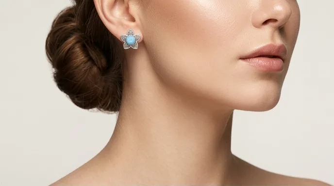 Floral Petal Larimar Stud Earrings - Editorial
