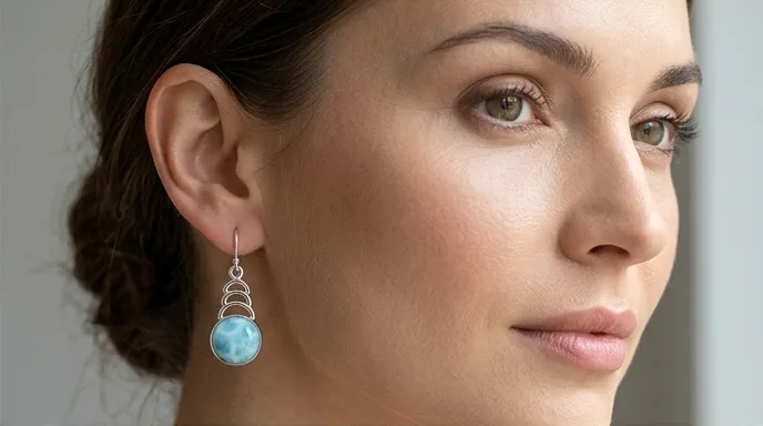 Round Solitaire Larimar Stud Earrings - Editorial
