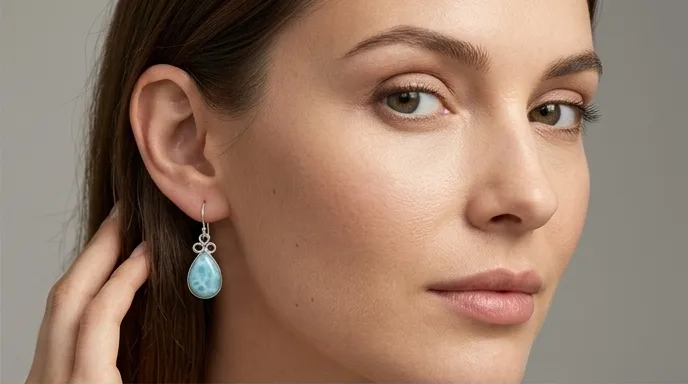 Teardrop Solitaire Larimar Stud Earrings - Editorial
