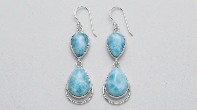 Double Articulated Teardrop Larimar Earrings