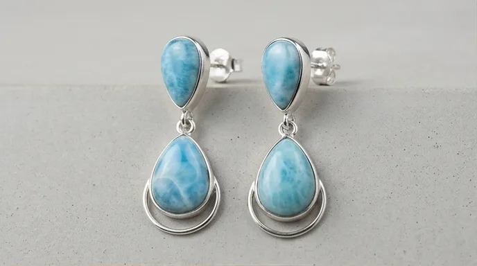 Double Drop Halo Larimar Earrings