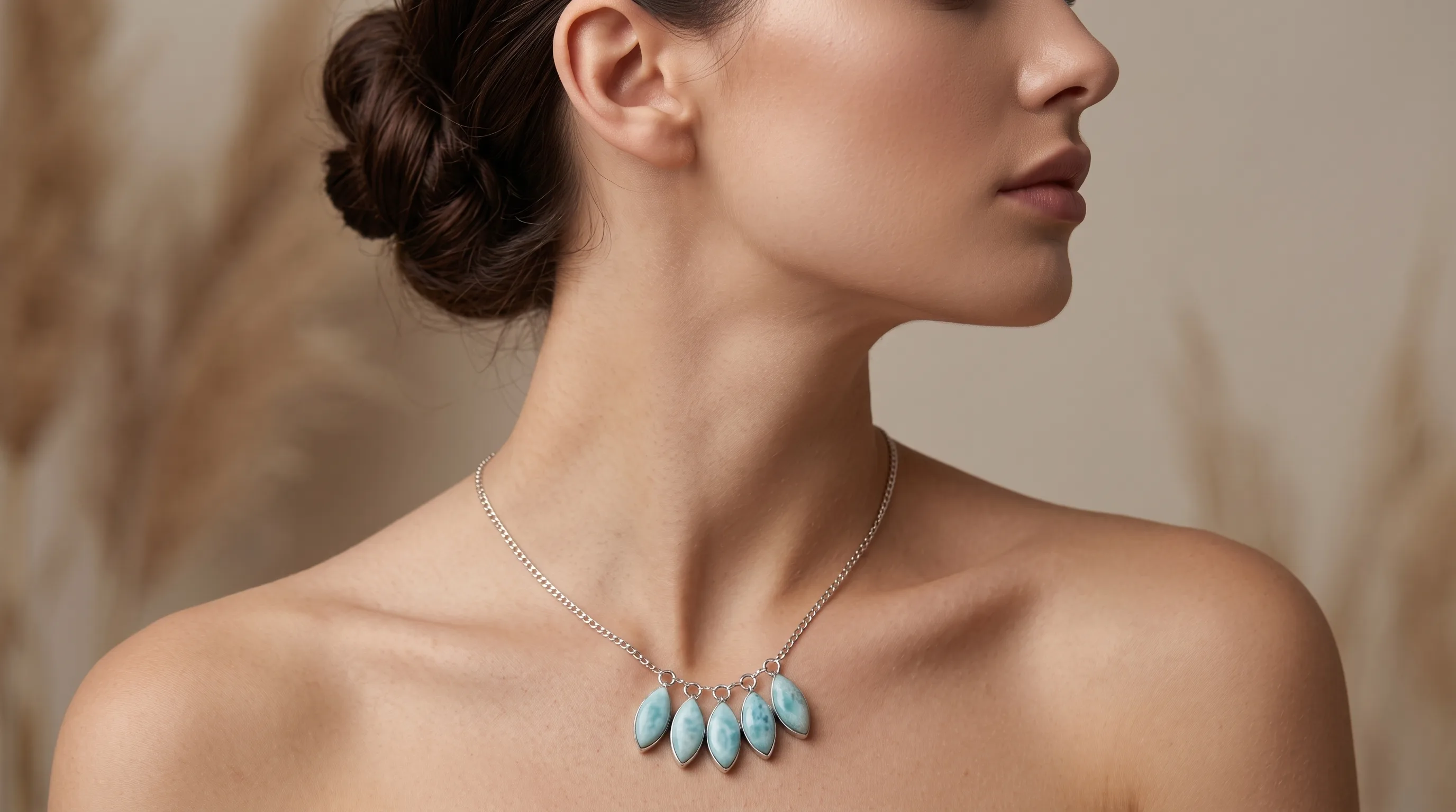 Five Drops Larimar Necklace - Editorial