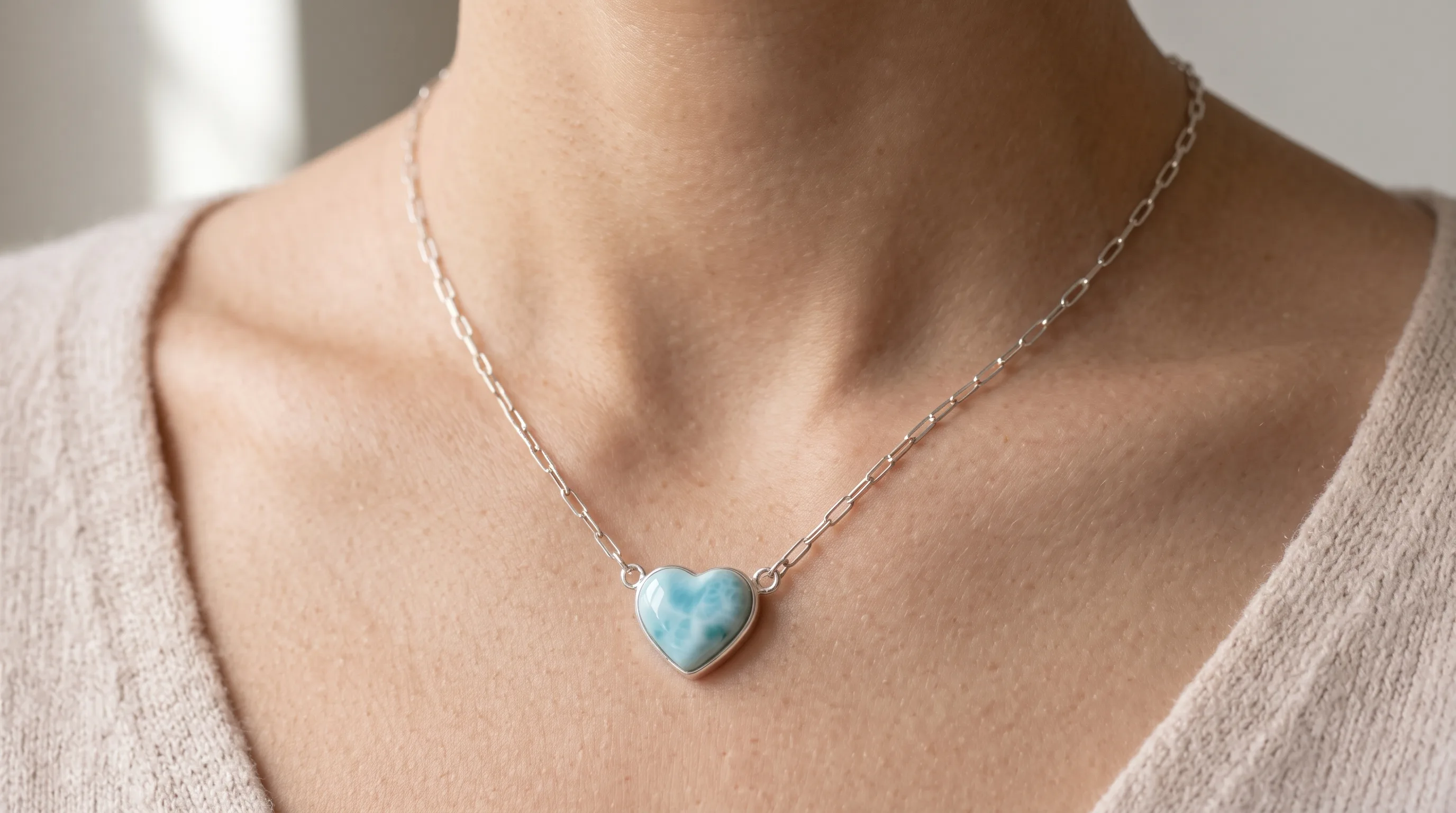 Heart Larimar Necklace - Editorial