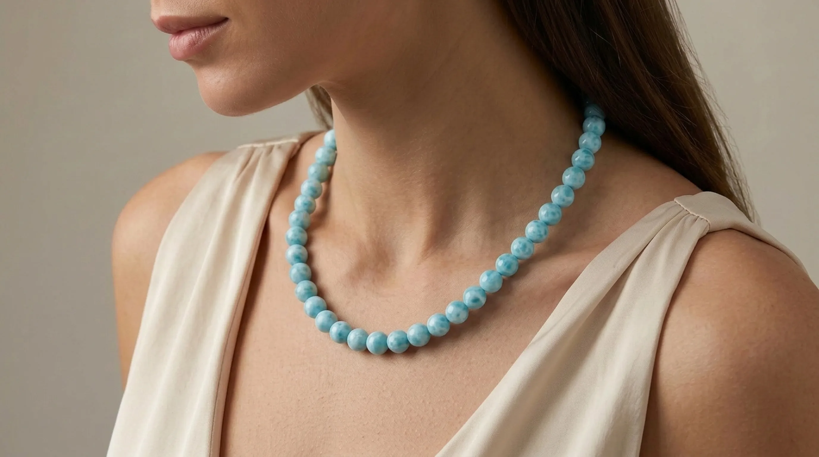 Beaded Spheres Larimar Necklace - Editorial