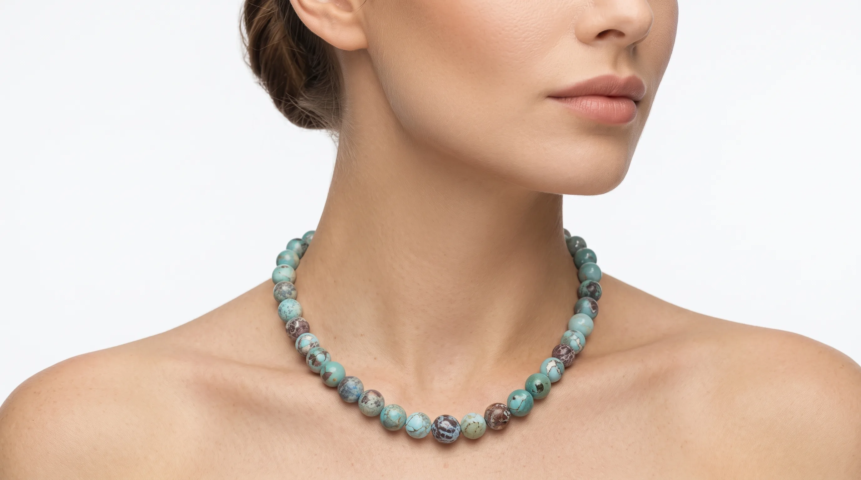 Beaded Spheres Larimar Multicolor Matrix Necklace - Editorial
