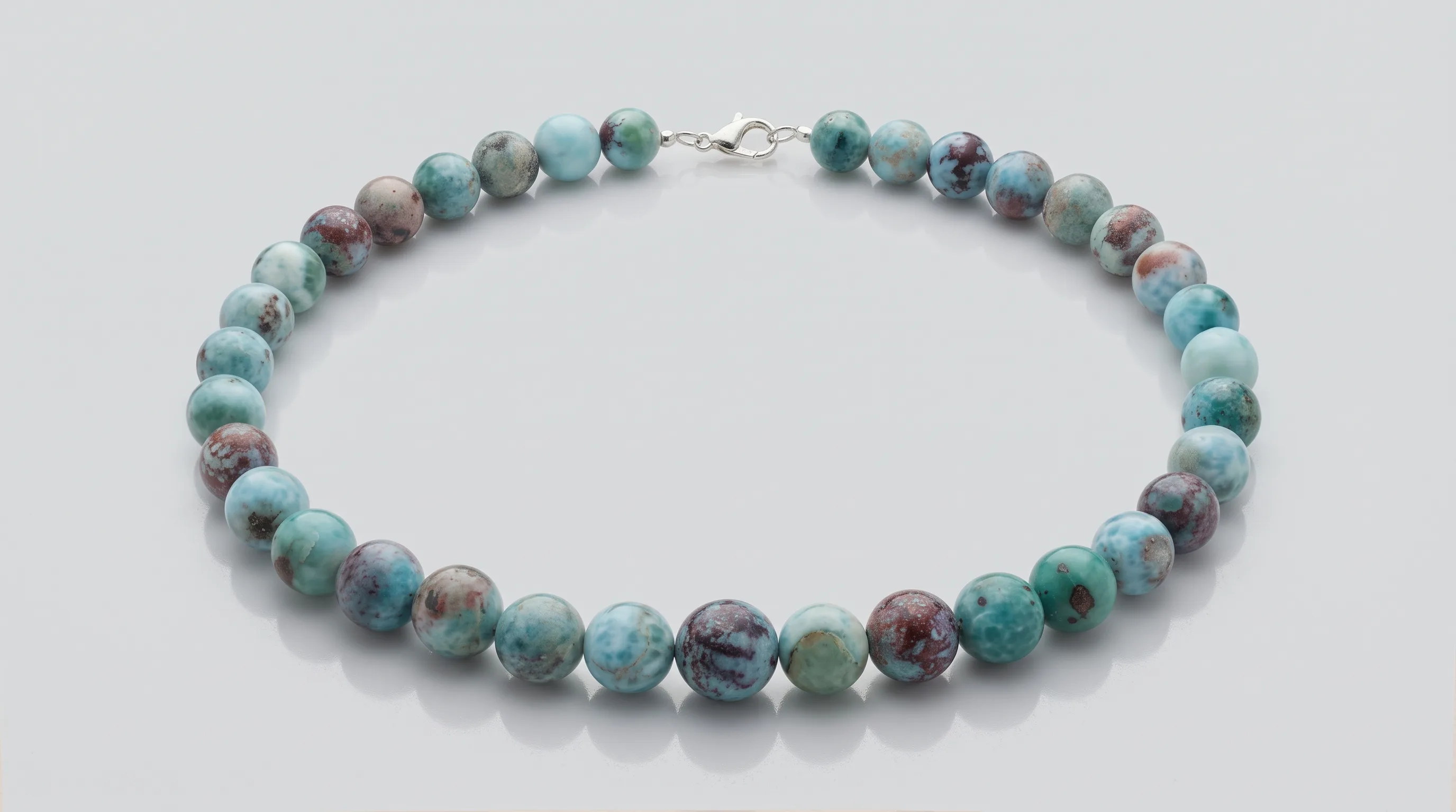 Beaded Spheres Larimar Multicolor Matrix Necklace