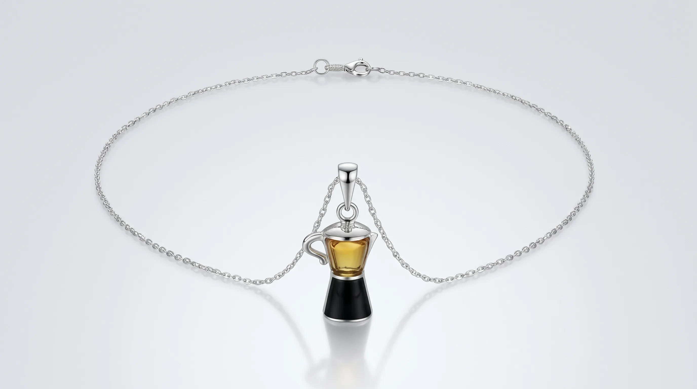Moka Pot Pendant Amber Larimar Necklace