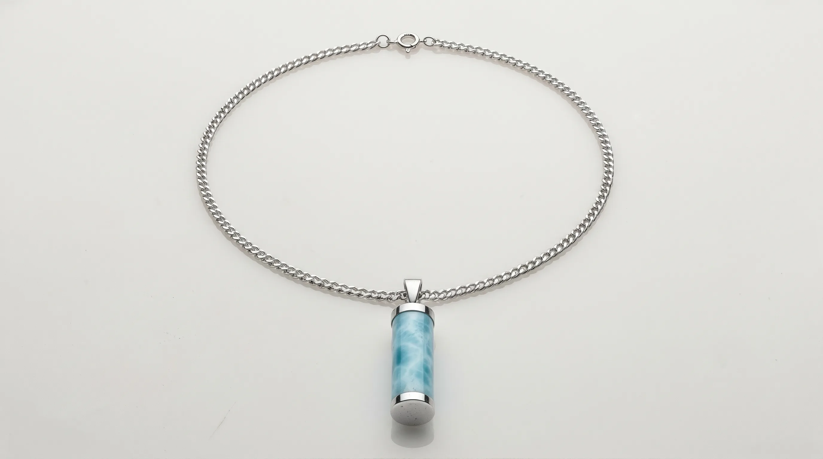 Cylinder Pendant Larimar Necklace