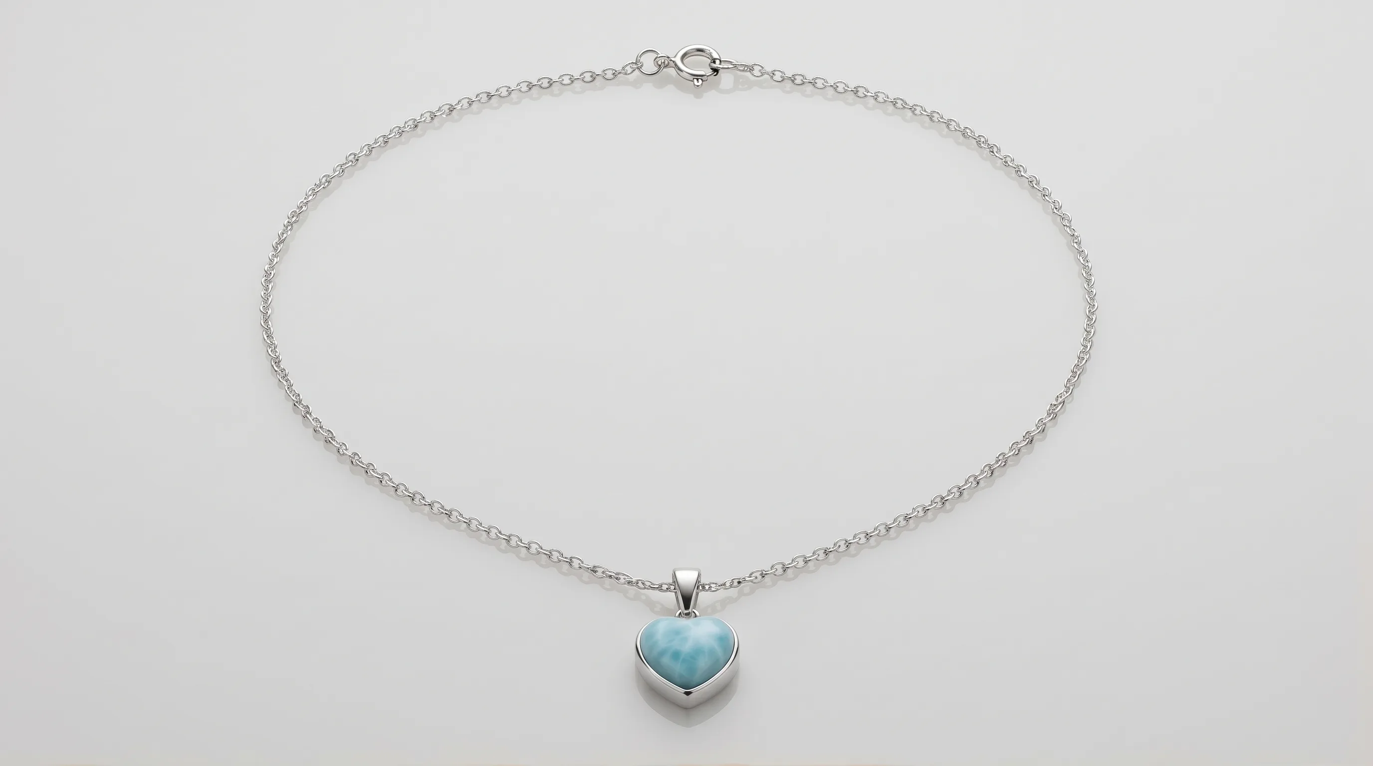 Heart Pendant Fine Chain Larimar Necklace