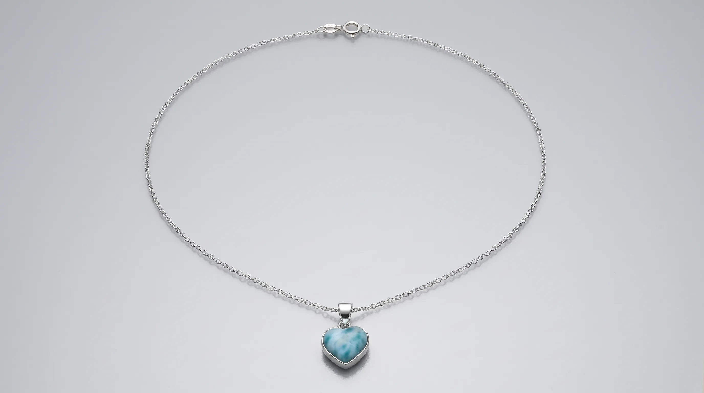 Heart Pendant Larimar Blue Necklace