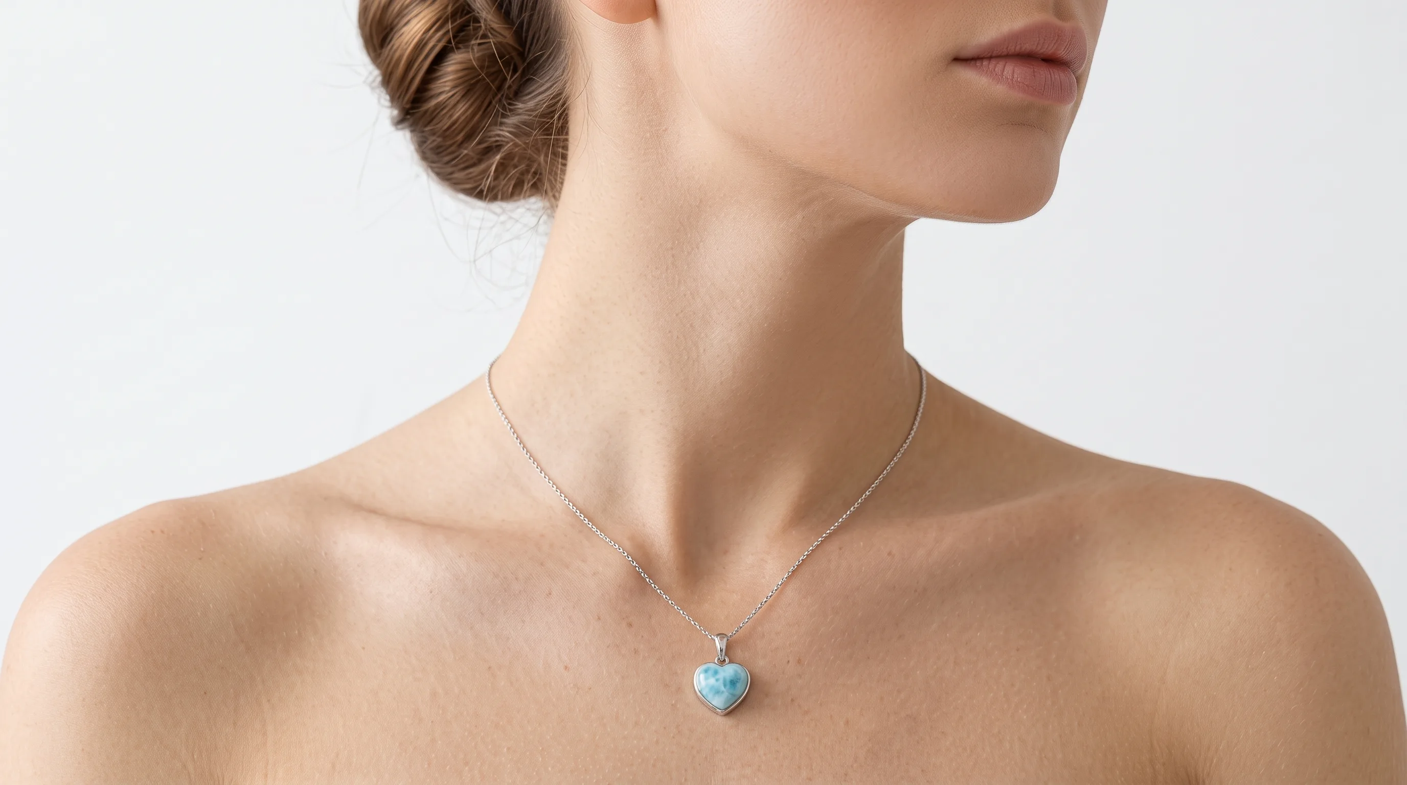 Heart Pendant Larimar Necklace - Editorial