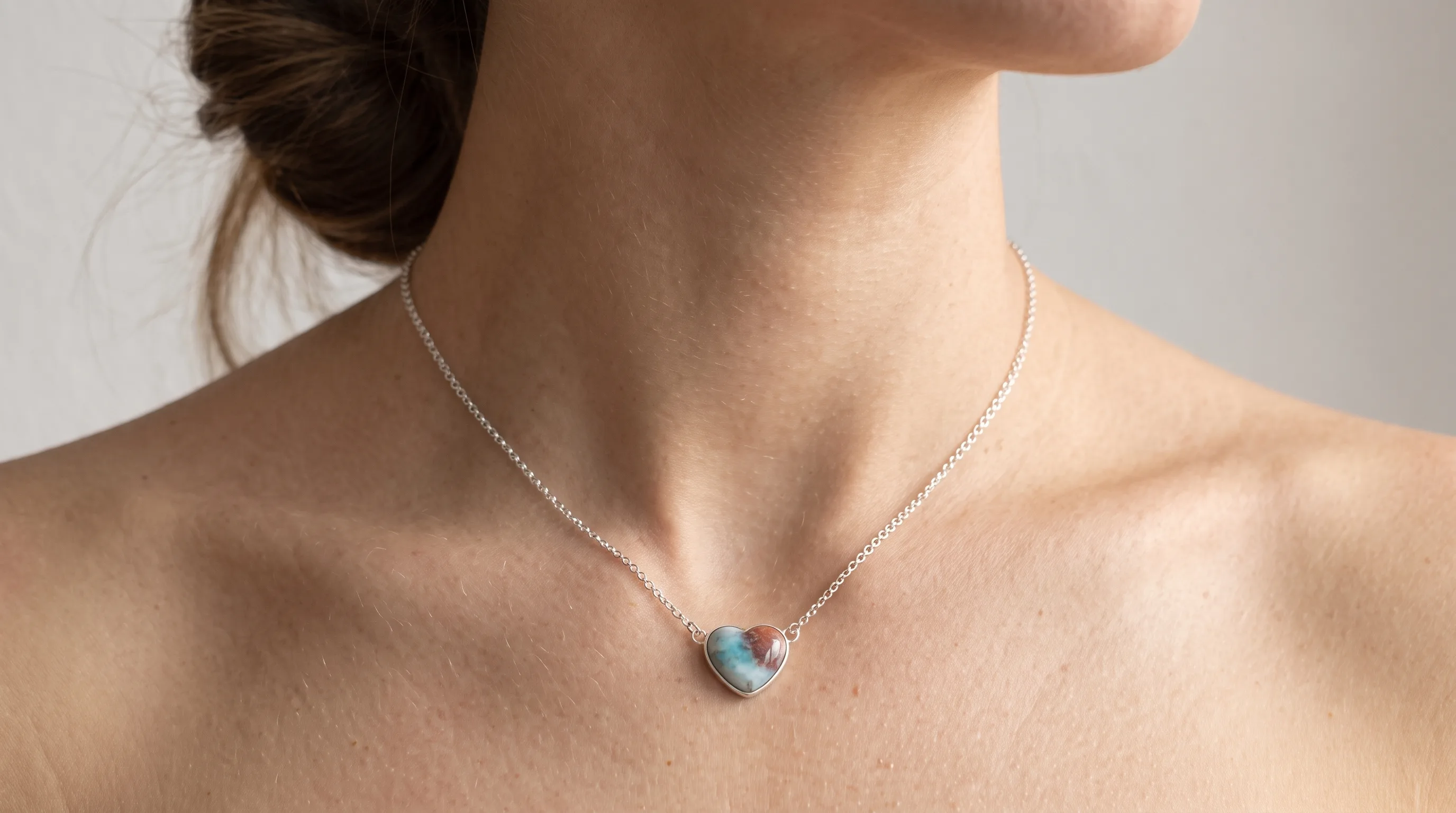 Heart Pendant Larimar Matrix Necklace - Editorial