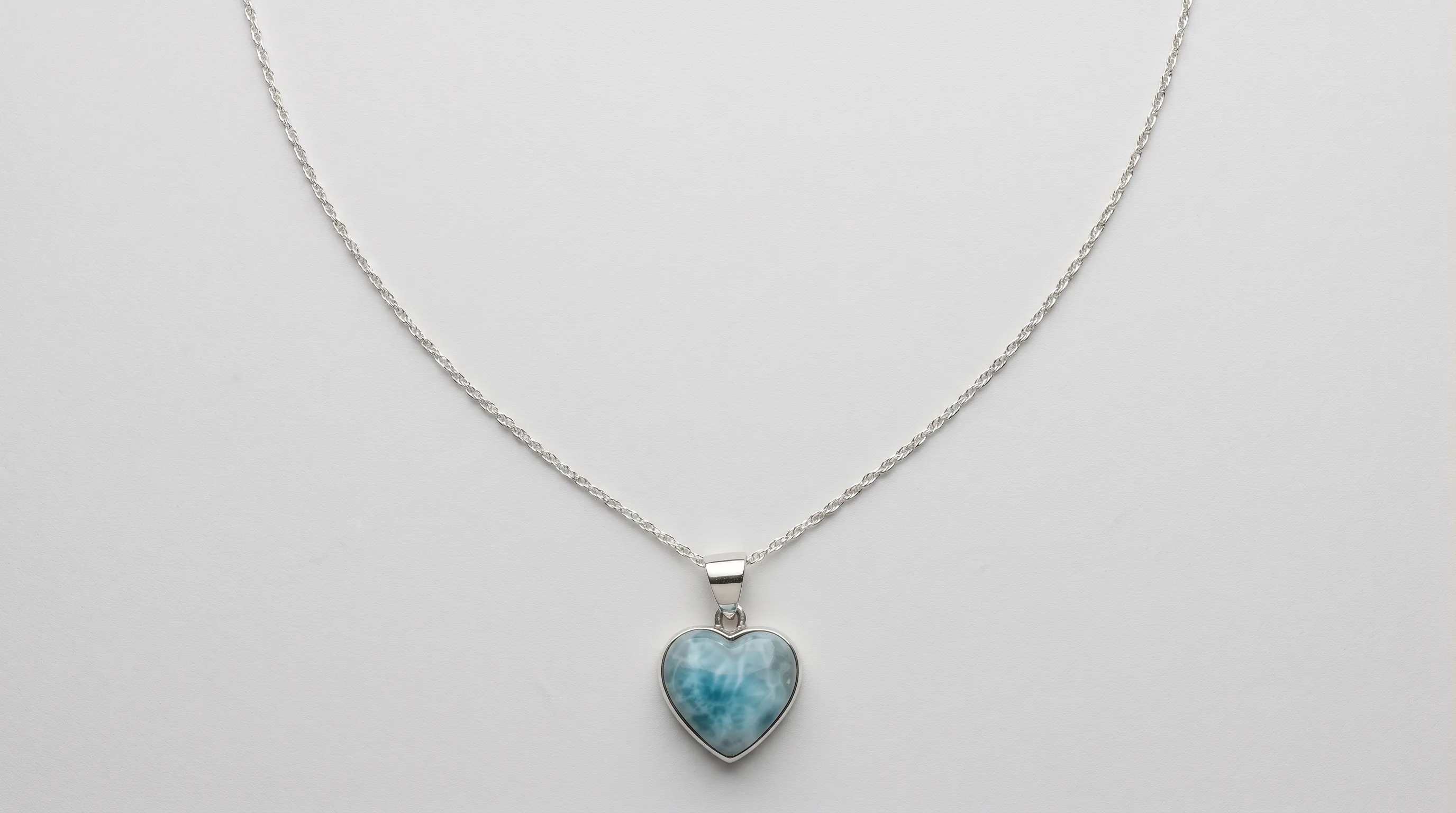 Heart Pendant Larimar Veined Necklace