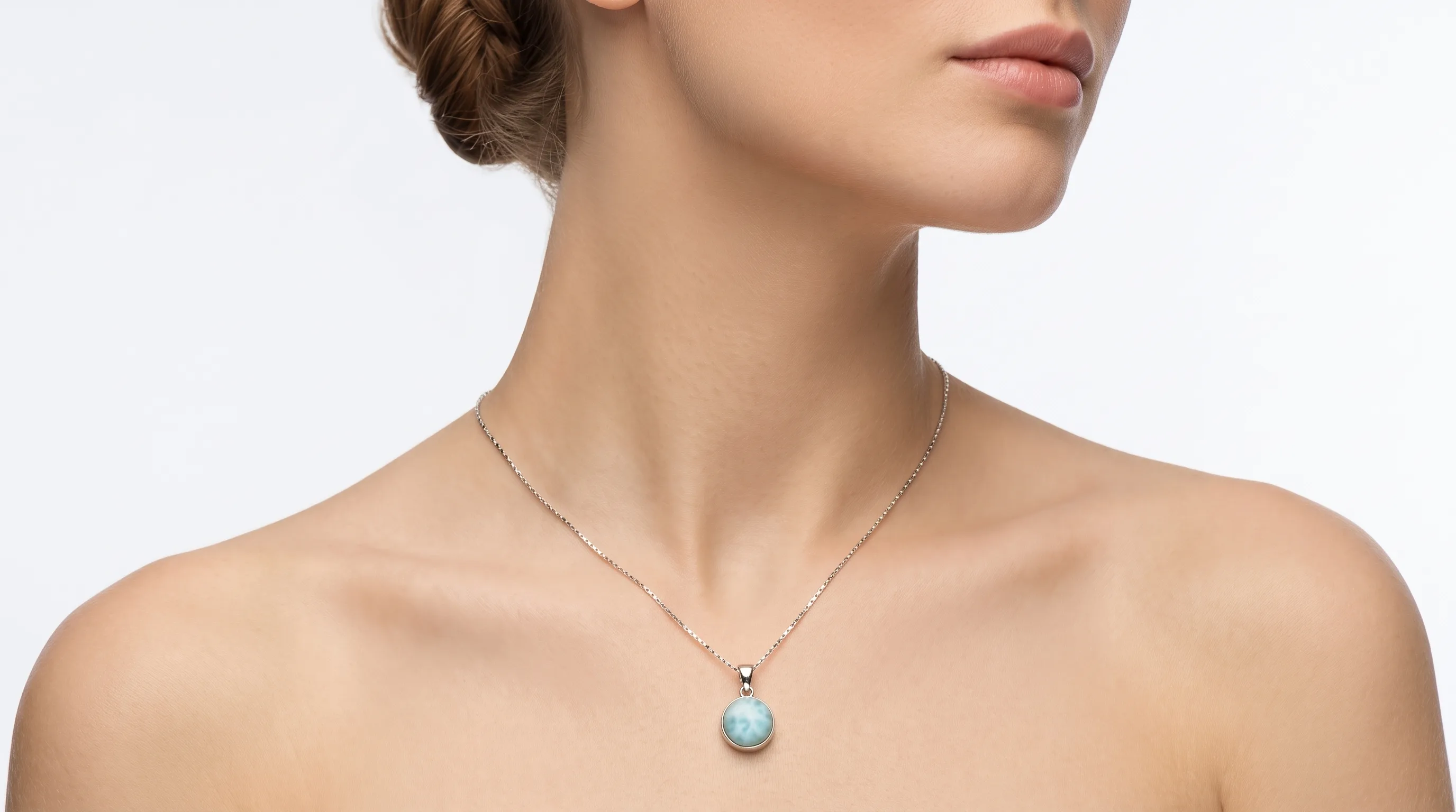 Sphere Pendant Larimar Necklace - Editorial