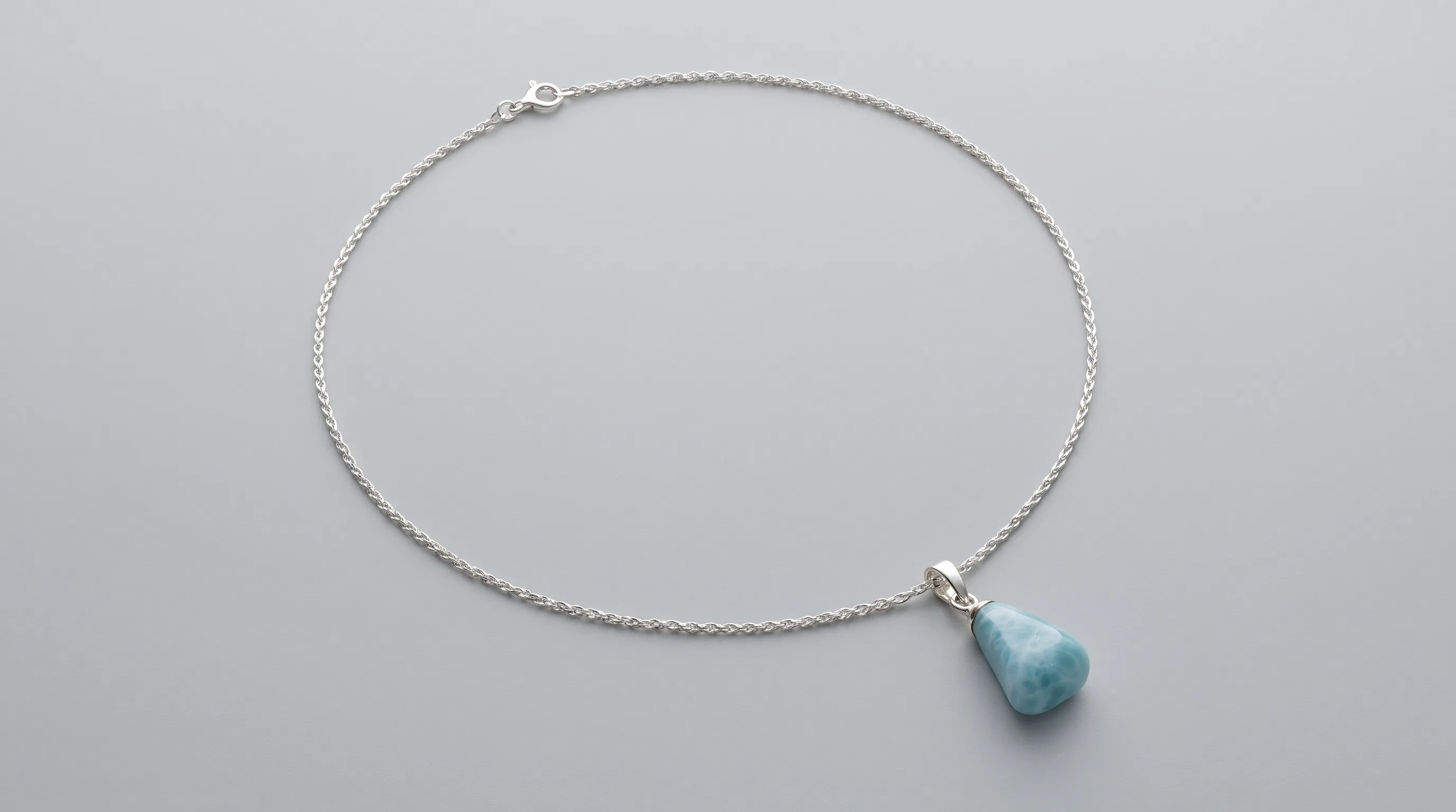 Teardrop Pendant Asimetrica Larimar Necklace