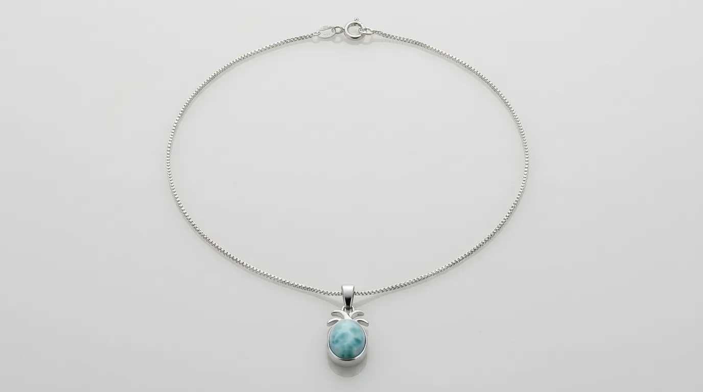 Oval Pineapple Pendant Larimar Necklace