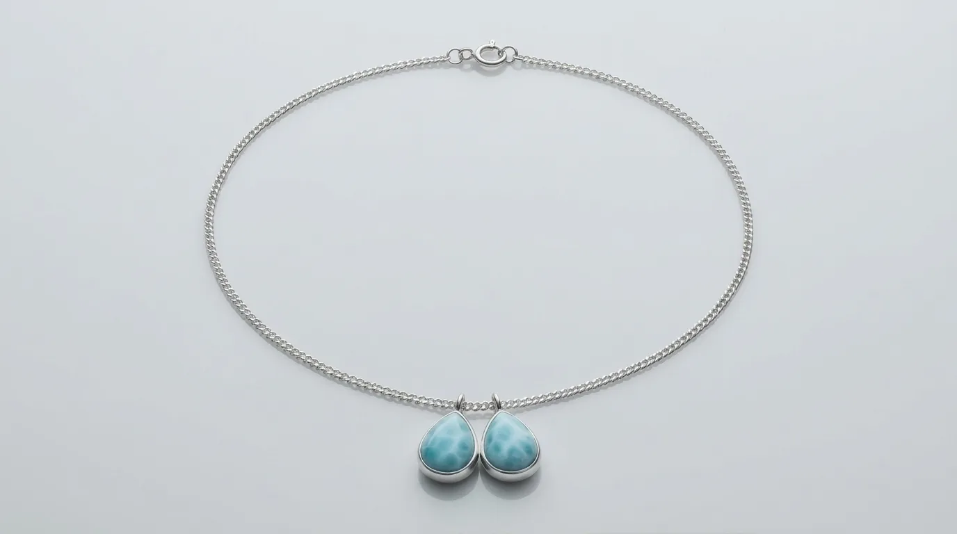 Double Teardrop Larimar Necklace
