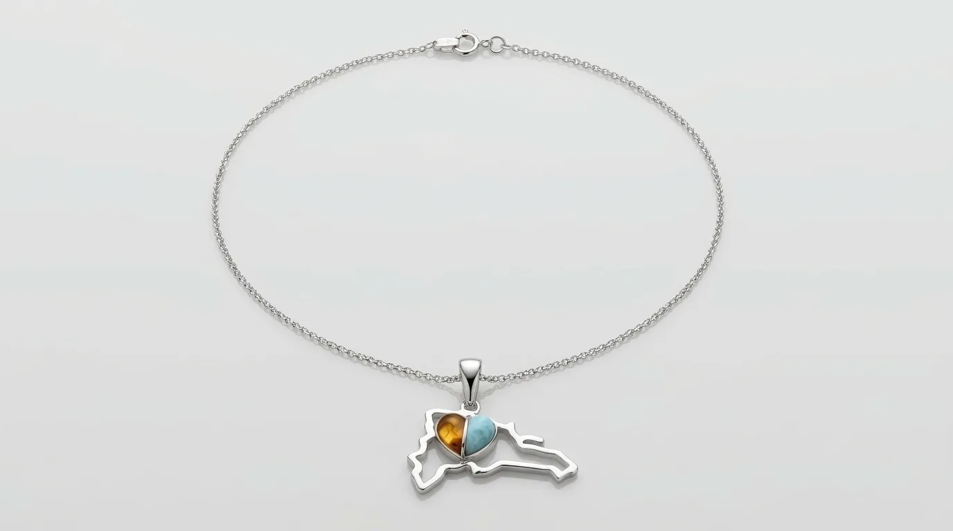 MapaRD Heart Larimar Amber Necklace