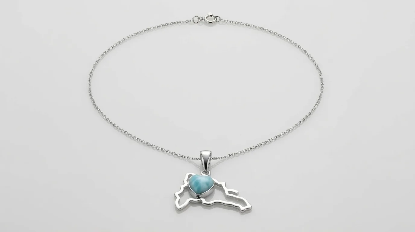 MapaRepublicaDominicana Heart Larimar Necklace