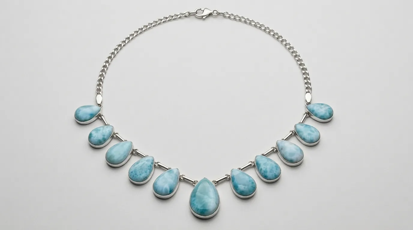 11 Teardrop Charms Larimar Choker Necklace