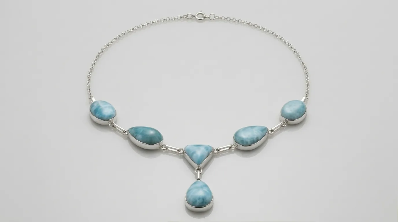 Y 5 Teardrops 1 Triángulo Larimar Choker Necklace