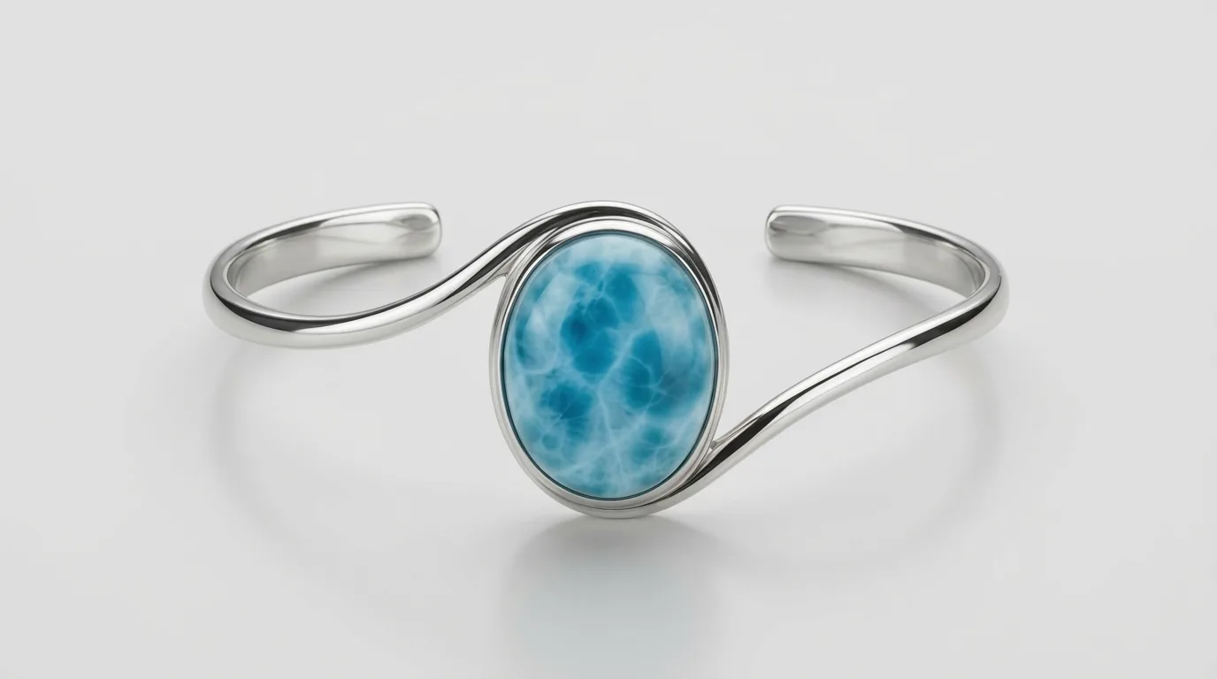 Large Oval Cabochon Larimar Bangle