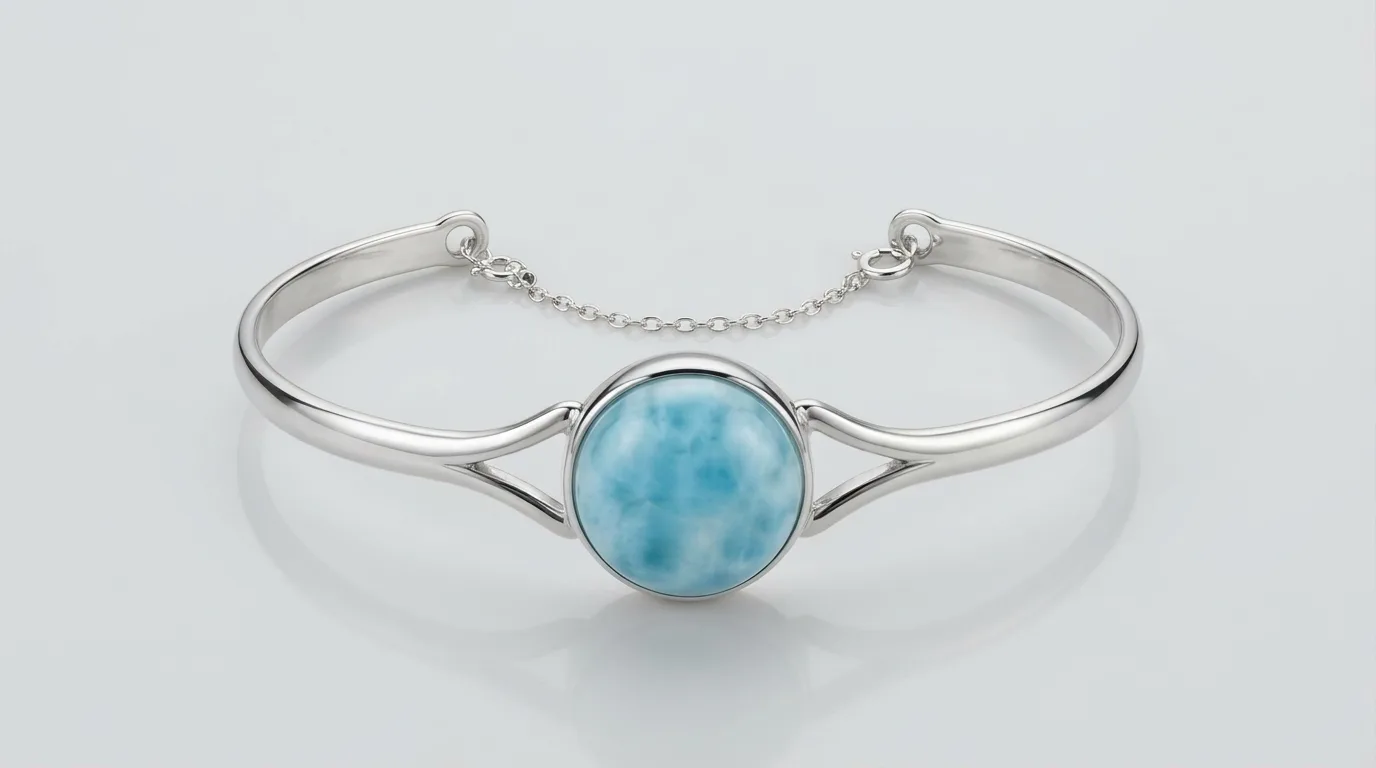 Large Domed Round Cabochon Larimar Bangle